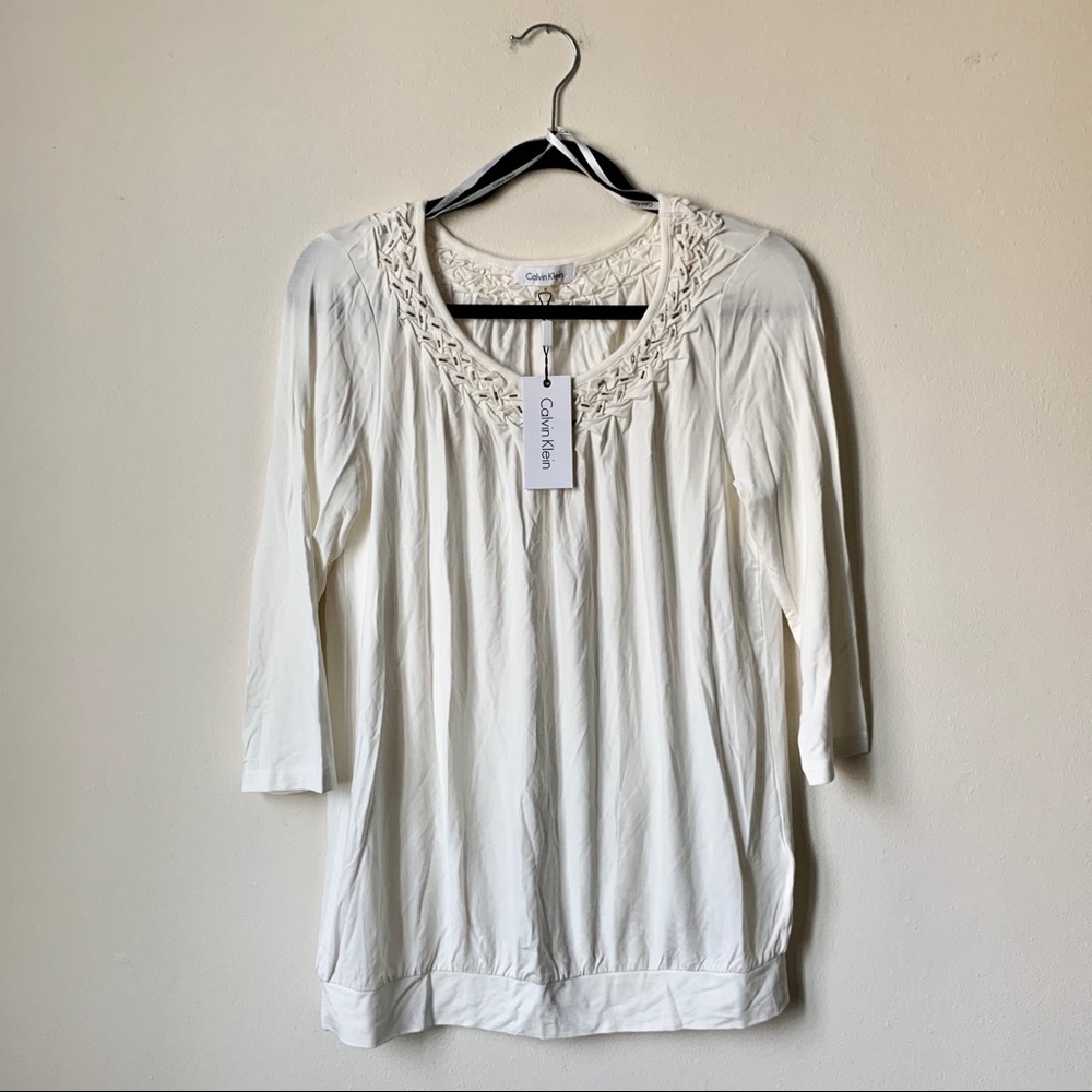 NWT Calvin Klein Embellished LS Top